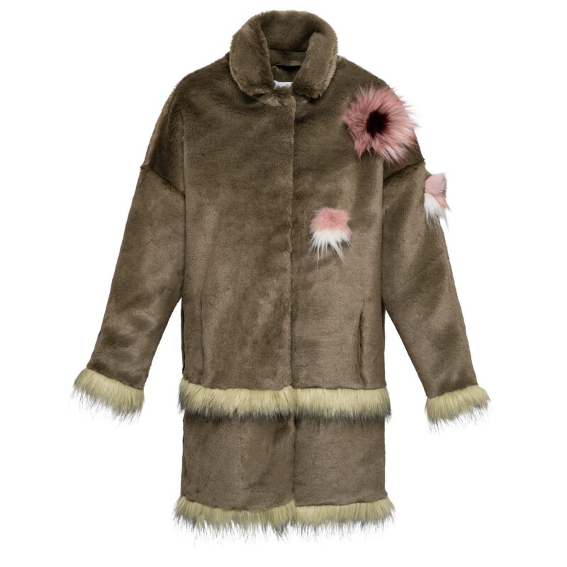Ręcznie malowane sztuczne futerko KHAKI FRIDA - obrazek 2