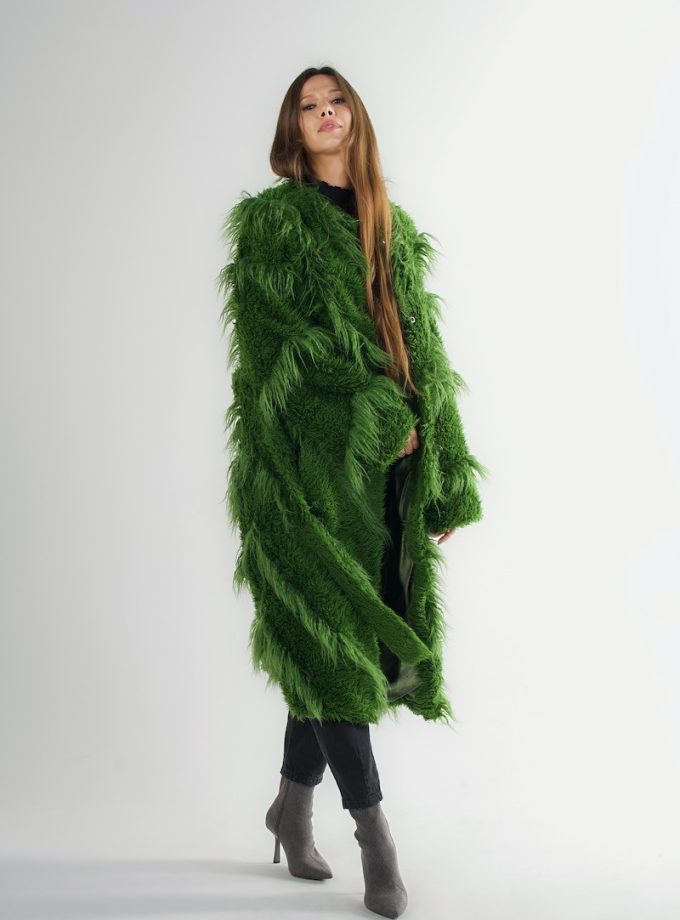Długi płaszcz ze sztucznego futra GREEN LLAMA