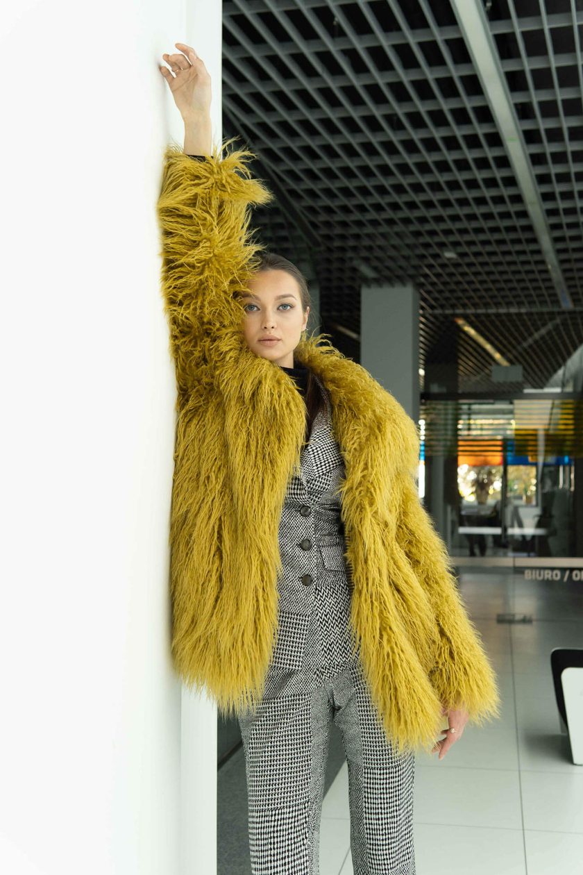 Mustard faux fur jacket