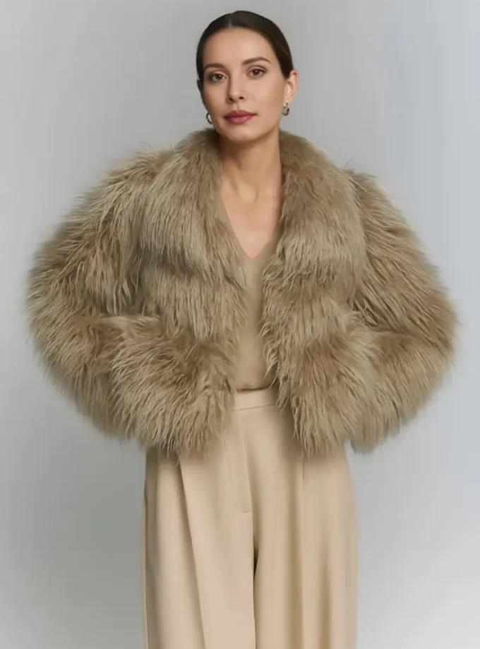 Beżowe sztuczne futerko like a diva 2.0 futerko damskie krótkie
