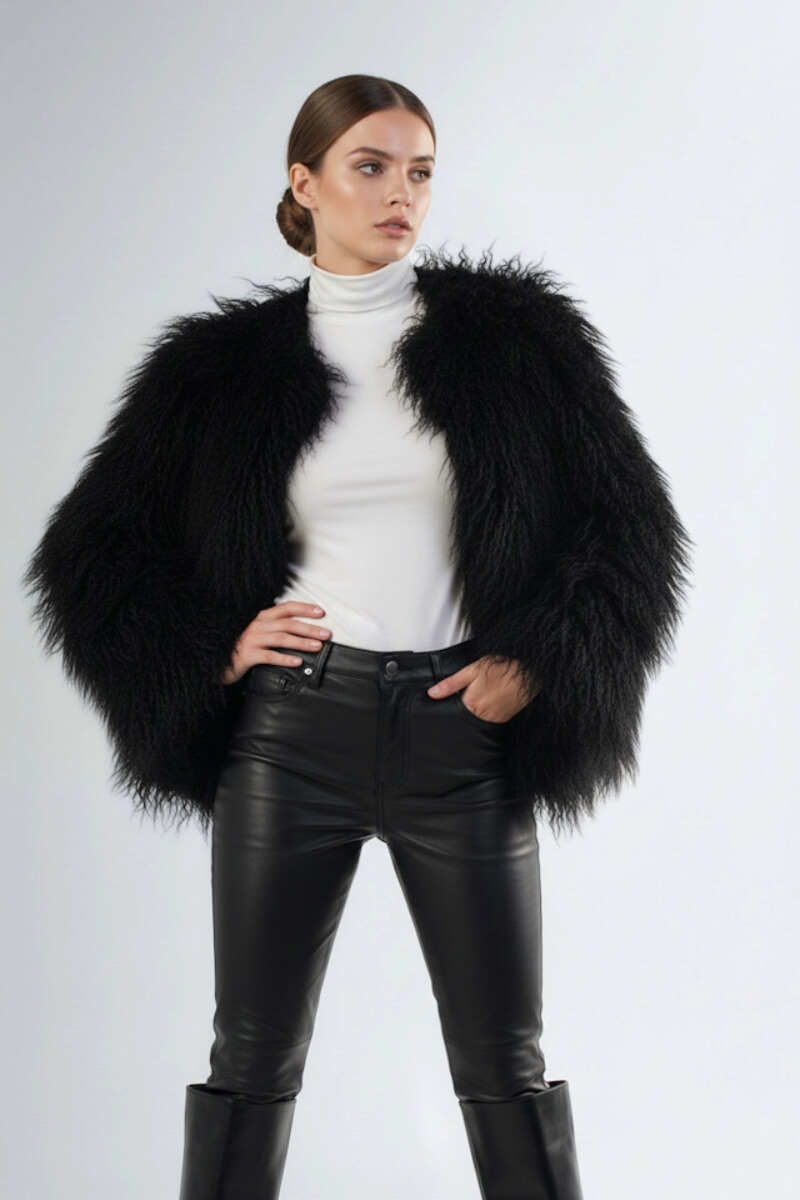 Czarne sztuczne futerko LIKE A DIVA