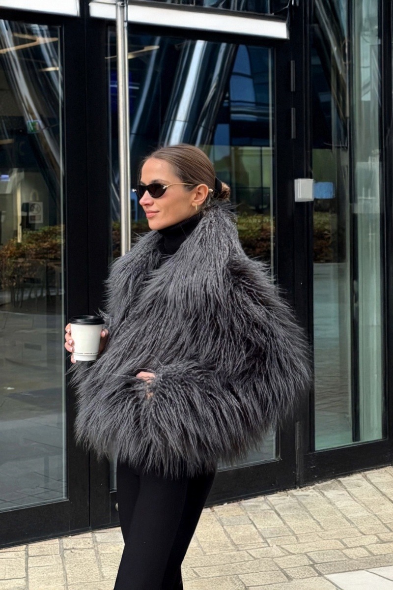 Grafitowe sztuczne futerko LIKE A DIVA 2.0