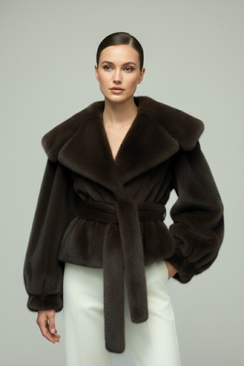 Brązowe sztuczne futerko OLD MONEY 2.0 FORTINI – eleganckie futro damskie