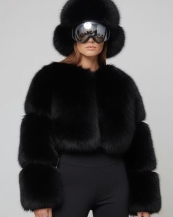 Czarne sztuczne futerko narciarskie SKI QUEEN Fortini na kombinezon